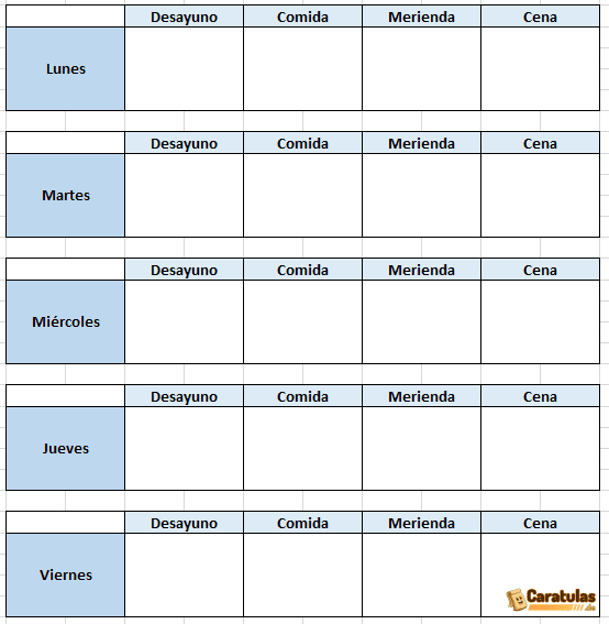 Plantilla para Hacer Menú Semanal Excel 14 Plantilla para Hacer Menú Semanal Excel